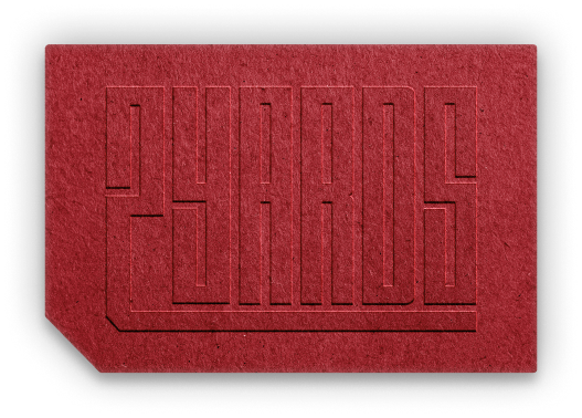 An embossed business card with the 2 Yards oil-painted brand artwork.